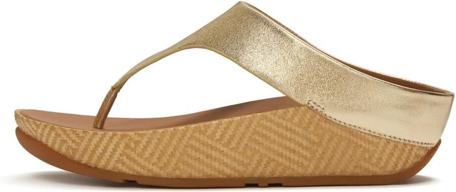 FitFlop Lulu Lux Graphi Weave Leather Toe-Post Sandals Dames Sandalen Metallic Beige - Foto 2