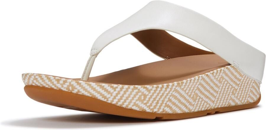 FitFlop Lulu Lux Graphi Weave Leather Toe-Post Sandals Dames Sandalen Urban Wit