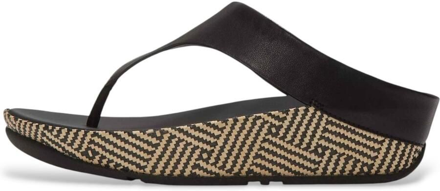 FitFlop Lulu Lux Graphi Weave Leather Toe-Post Sandals Dames Sandalen Zwart