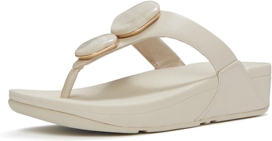 FitFlop Lulu Marbled-Stone Toe-Post Sandals BEIGE
