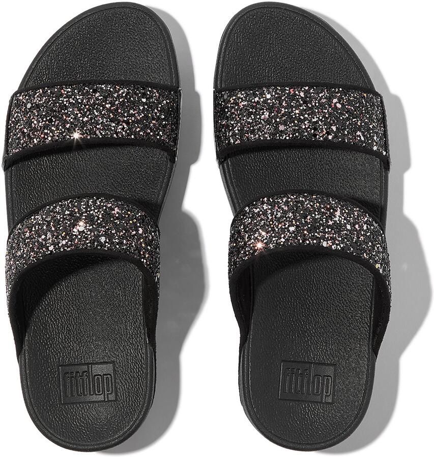 FitFlop Lulu Multi-Tonal Glitter Slides Dames Slippers Zwart Multi