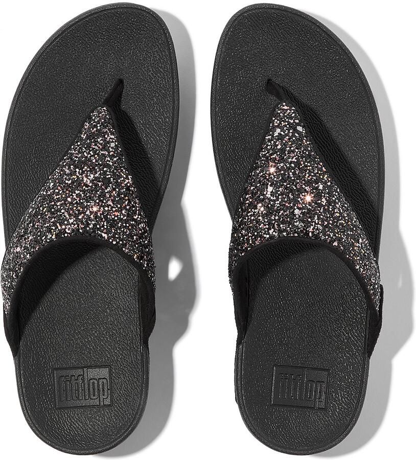 FitFlop Lulu Multi-Tonal Glitter Toe-Post Sandals Dames Slippers Zwart Multi