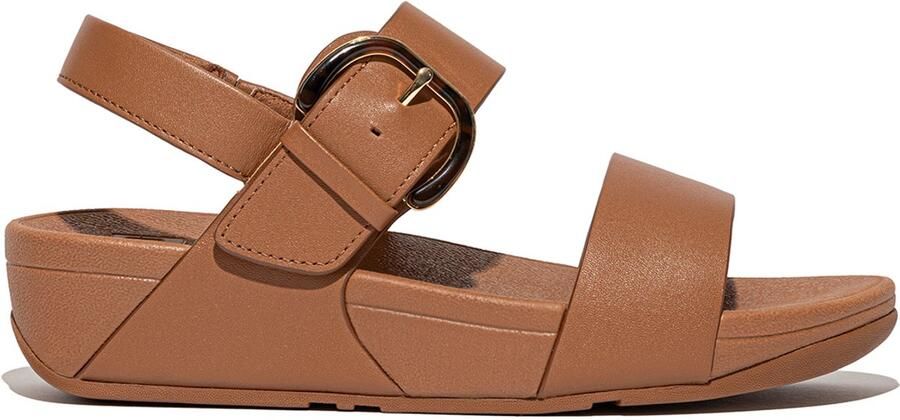 FitFlop Lulu Resin-Buckle Leather Back-Strap Sandals BRUIN