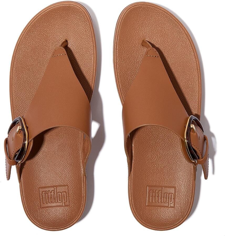 FitFlop Damen Flip Flops Lulu Resin-Buckle Leather Toe-Post Sandals JE9 Deep Tan - Foto 2