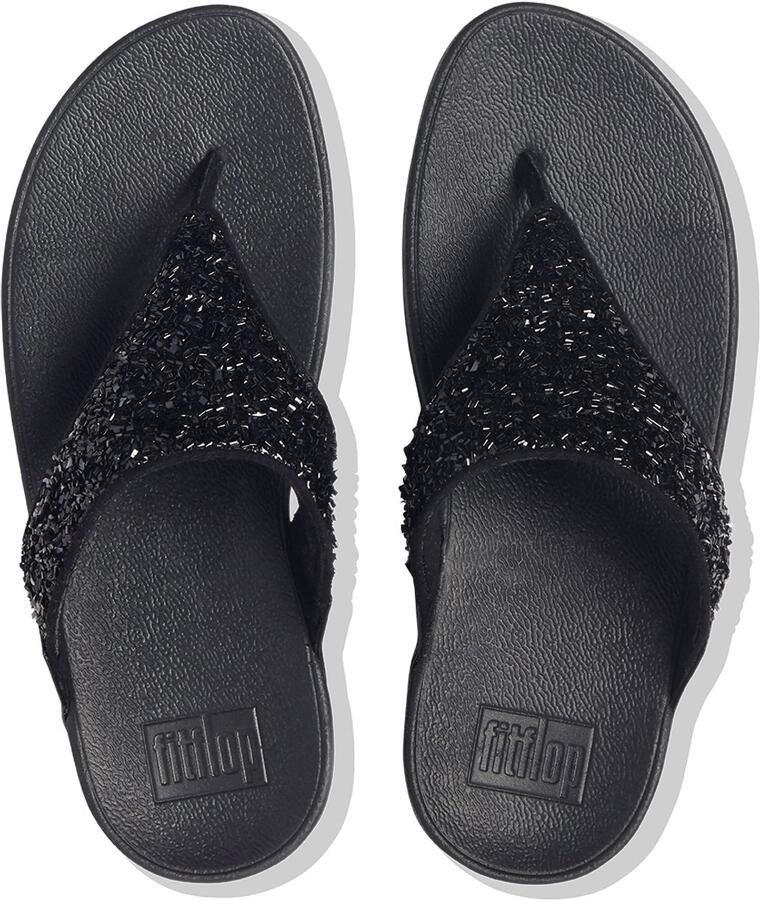 FitFlop Damen Flip Flops Lulu Shimmerfoil Toe-Thongs CJ2 All Black