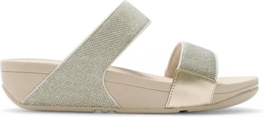 FitFlop Lulu Shimmerglitz Slides Dames Slippers Metallic Beige