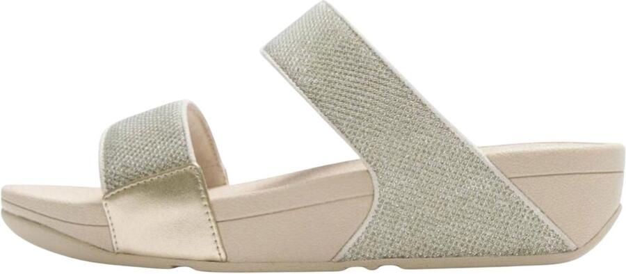FitFlop Lulu Shimmerglitz Slides Dames Slippers Metallic Beige - Foto 2