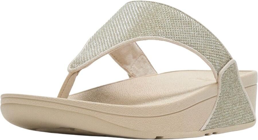 FitFlop Lulu Shimmerglitz Toe-Post Sandals Dames Sandalen Metallic Beige - Foto 4