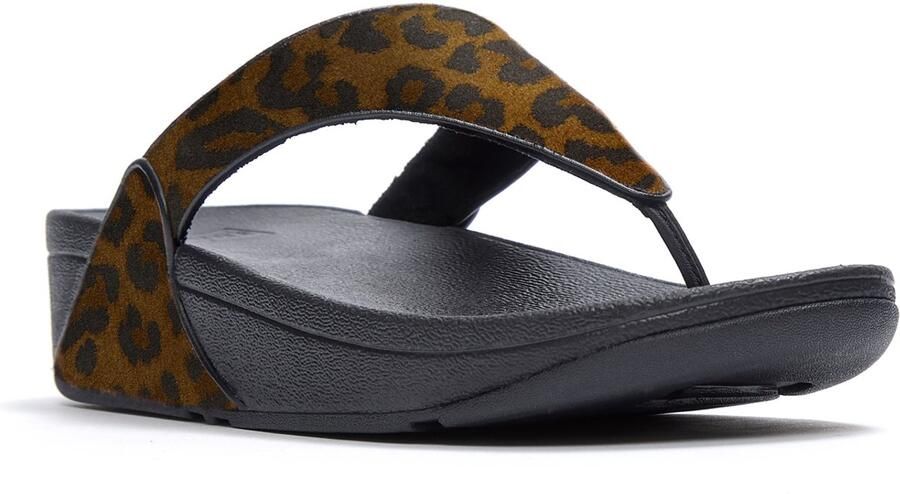 FitFlop Lulu Suede Leopard Toe-Post Sandals