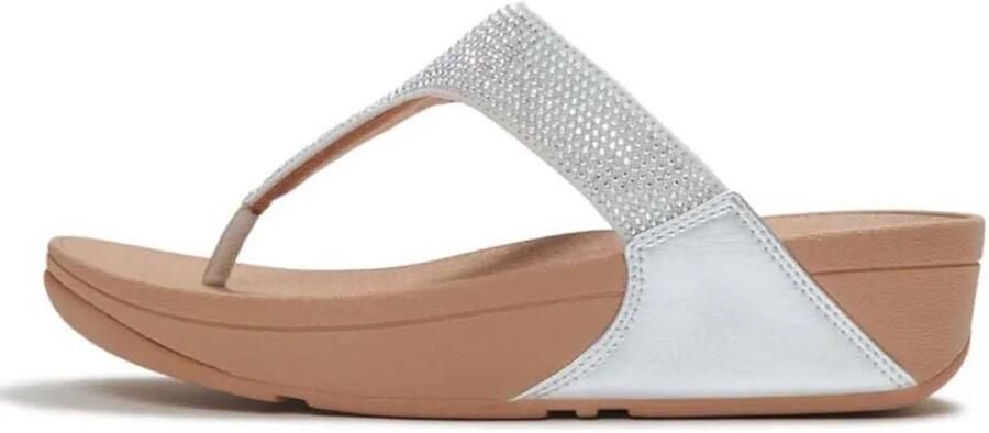 FitFlop Lulu Crystal Embellished Toe Post Sandalen Zilver Vrouw