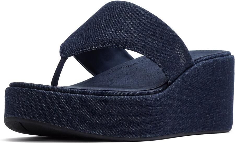 FitFlop Platfforms Denim Wedge Toe-Post Sandals BLAUW