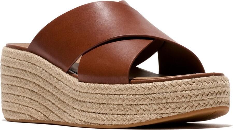 FitFlop Platfforms Espadrille Leather Wedge Cross Slides BRUIN