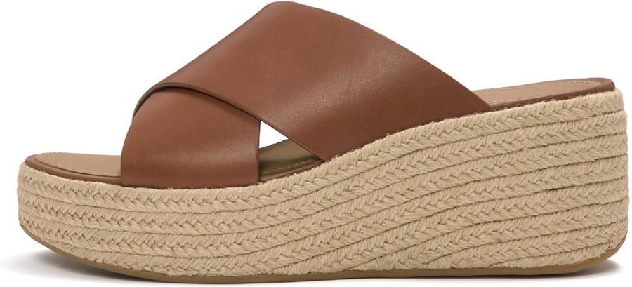 FitFlop Platfforms Espadrille Leather Wedge Cross Slides BRUIN