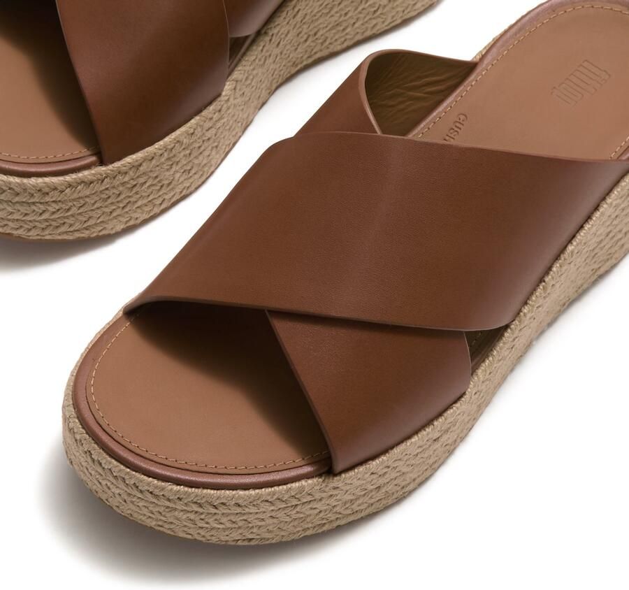 FitFlop Platfforms Espadrille Leather Wedge Cross Slides BRUIN