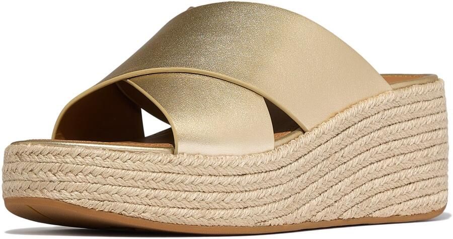 FitFlop Platfforms Espadrille Leather Wedge Cross Slides