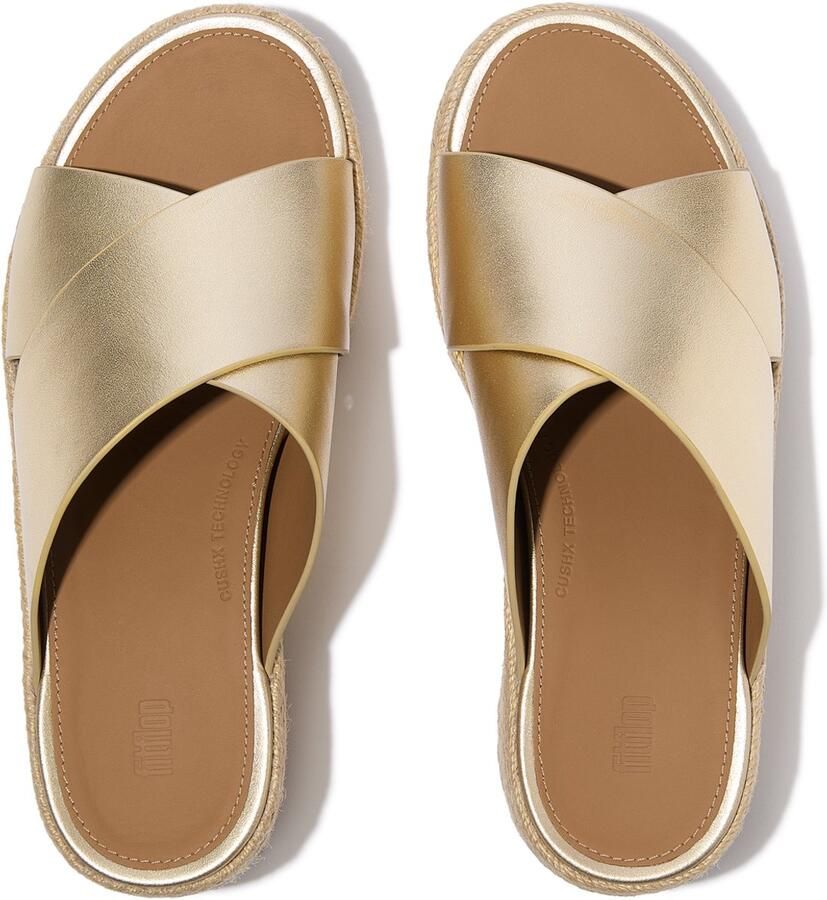 FitFlop Platfforms Espadrille Leather Wedge Cross Slides