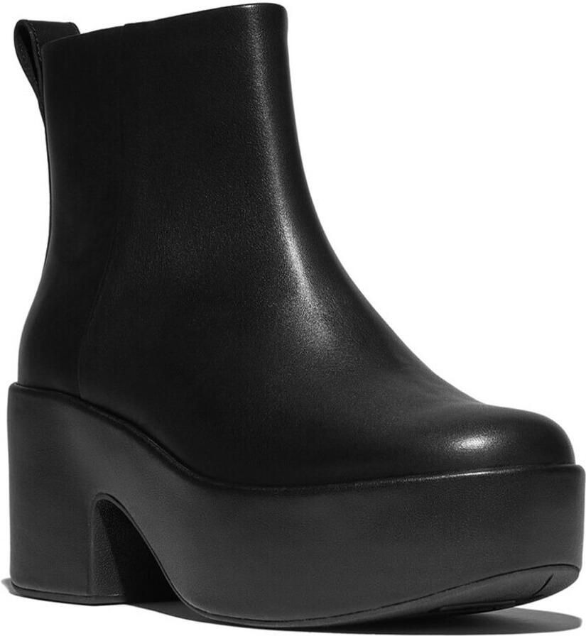 FitFlop Platfforms Leather Heeled Ankle Boots ZWART