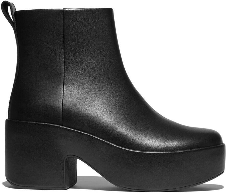 FitFlop Platfforms Leather Heeled Ankle Boots ZWART