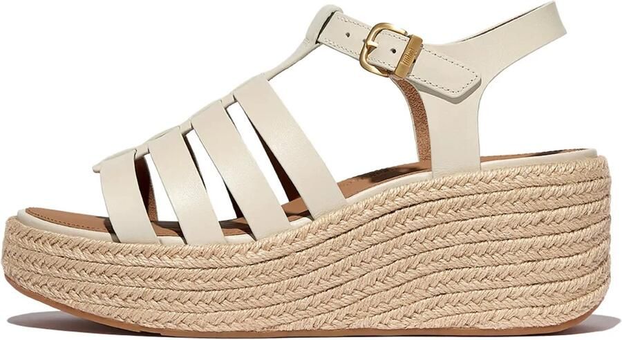 FitFlop Platfforms Espadr. Leather Fisherman Wedge Sandals BEIGE