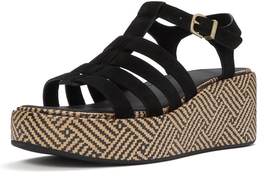 FitFlop Platforms Graphi Weave Suede Fisherman Sandals ZWART