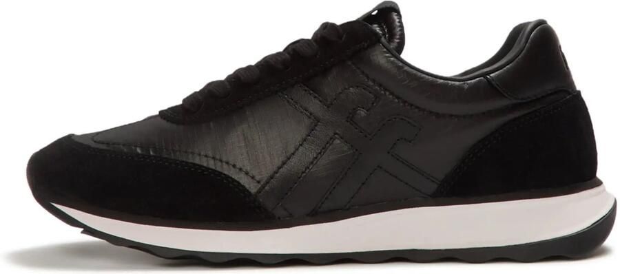 FitFlop Retro-Q FF Metalli Fabri Suede Sneakers Dames Sneakers Zwart