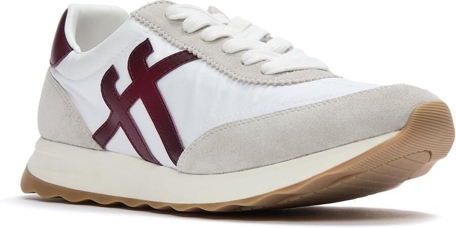 FitFlop Retro-Q FF sneakers van stof suède Urban Wit Donker Merlot WIT