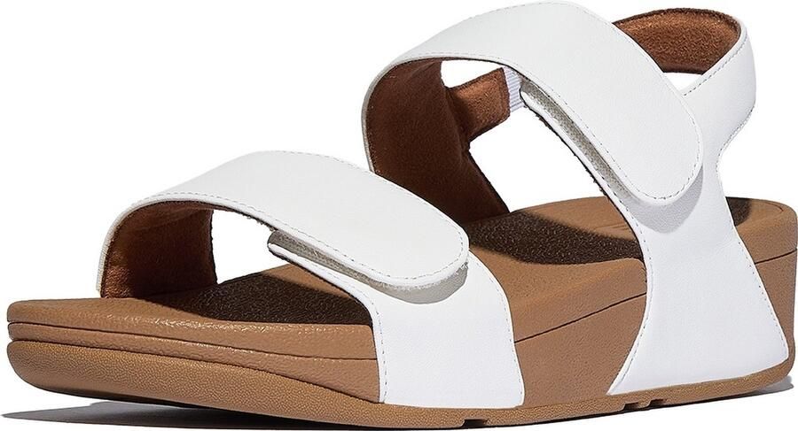 FitFlop Sandaal Lulu Adjustable Leather Black-Strap Sandals Urban White