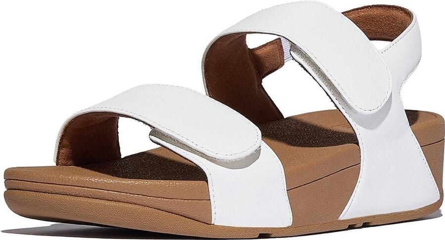 FitFlop Sandaal Lulu Adjustable Leather Black-Strap Sandals Urban White