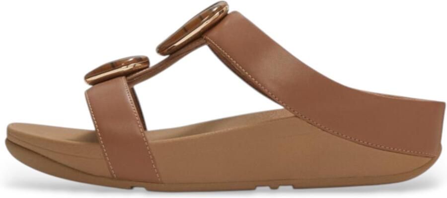 FitFlop Fino Marbled Stone H Bar Sandalen Bruin Vrouw