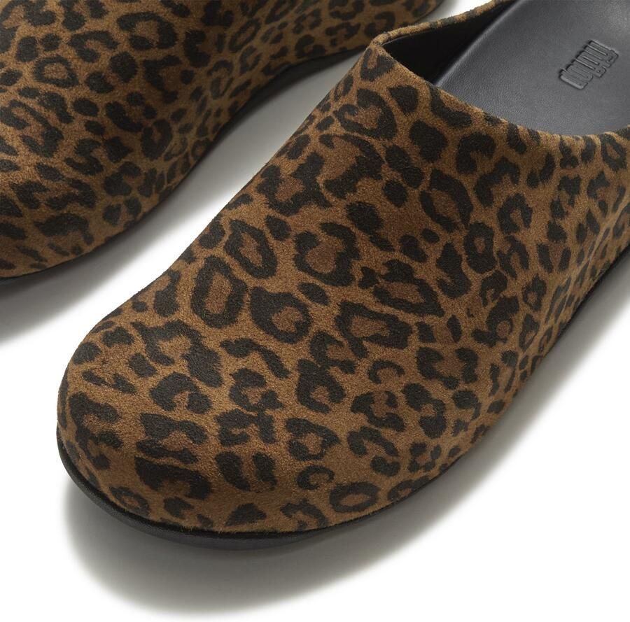 FitFlop Shuv Suede Leopard Mules BRUIN