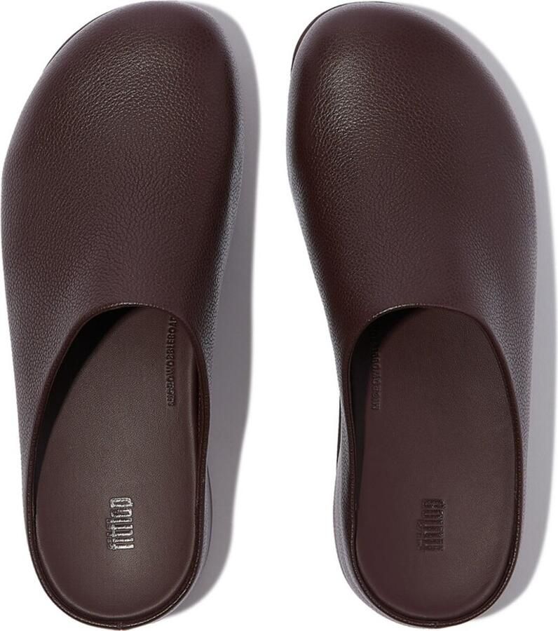 FitFlop Damen Clog Shuv Tumbled-Leather Clogs E5Q Chocolat