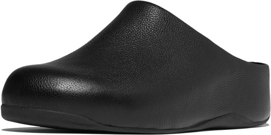 FitFlop Shuv Tumbled-Leather Clogs ZWART