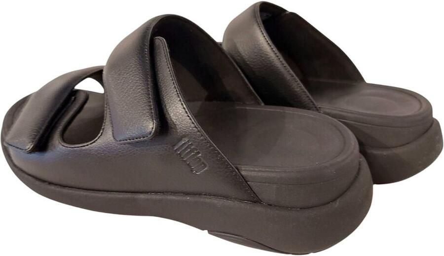 FitFlop Slipper F-Mode Go Mens Adjustable Two-Bar Slides Zwart