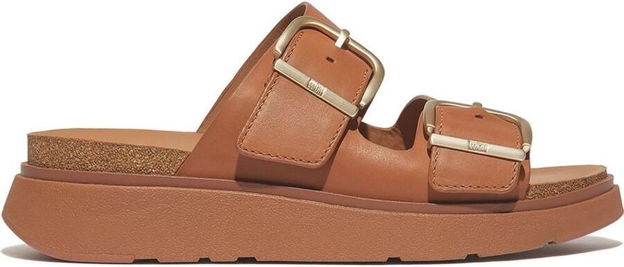 FitFlop Slipper Gen-FF Buckle Two-Bar Leather Slides Light Tan - Foto 2