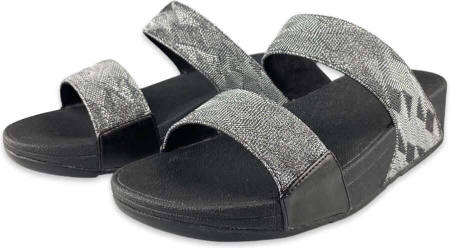 FitFlop Lulu Glitter Splash Slide dames slipper Zwart - Foto 11