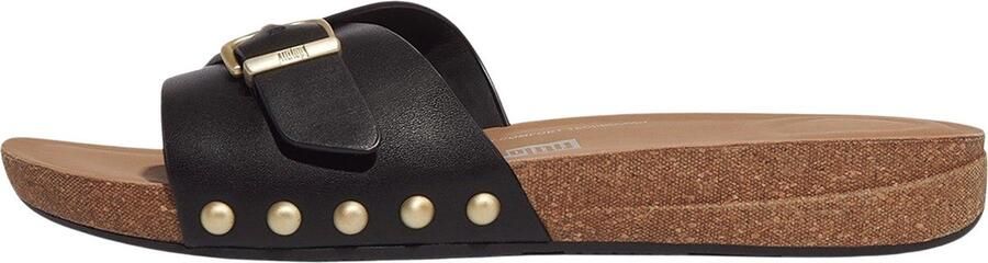 Fitflop Slippers IQUSHION ADJUSTABLE BUCKLE LEATHER SLIDES zomerschoen slippers met verstelbare bandage