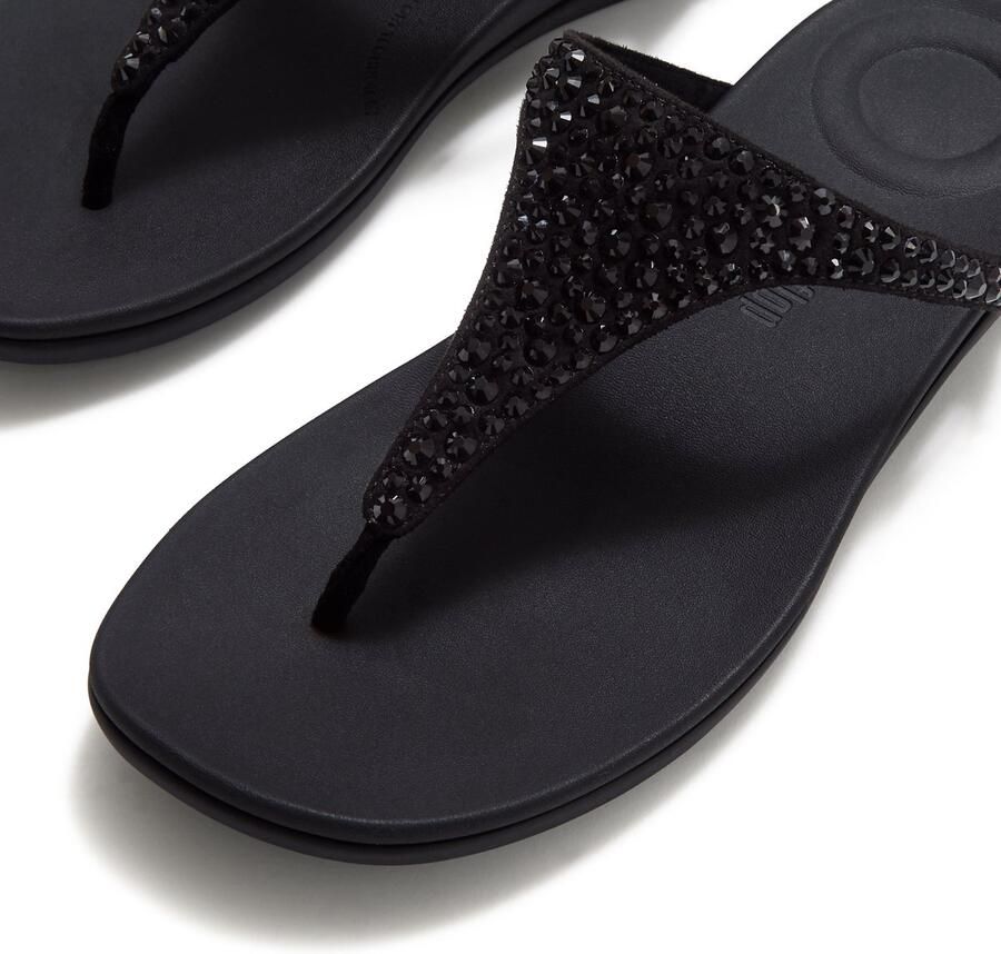 FitFlop Solay Mixed-Crystal Toe-Post Sandals Dames Sandalen Zwart