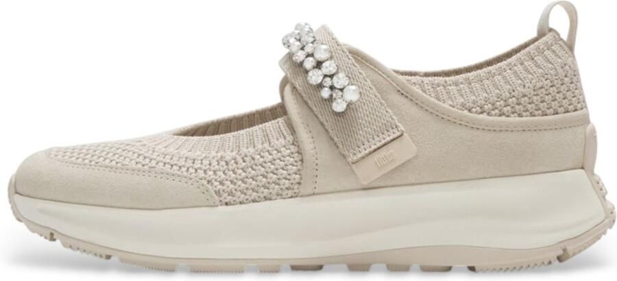 FitFlop Taupe F-Mode FloPearl & Crystal Mary-Jane sneakers
