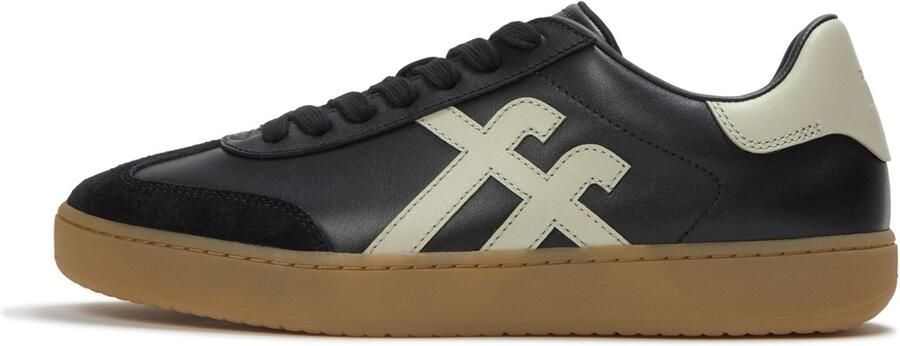 FitFlop The Dash Mens T-Toe Leather Sneakers ZWART