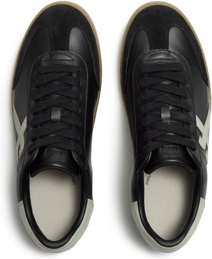 FitFlop The Dash Mens T-Toe Leather Sneakers ZWART