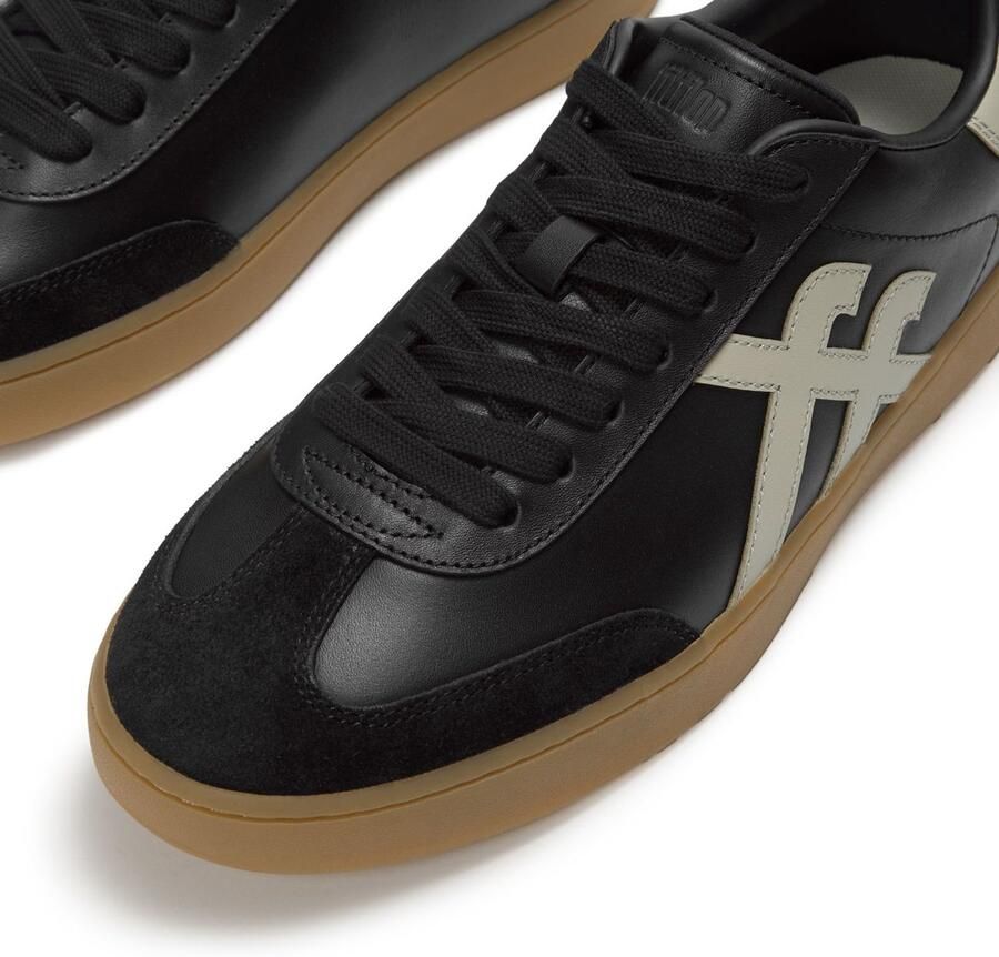 FitFlop The Dash Mens T-Toe Leather Sneakers ZWART - Foto 2