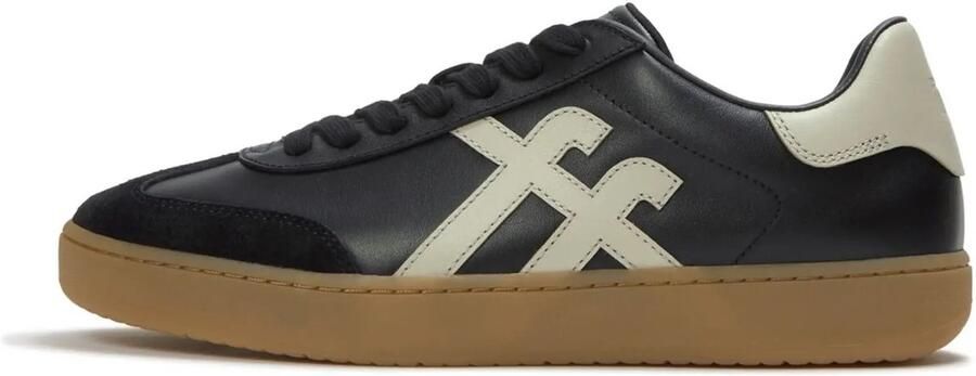 FitFlop The Dash Mens T-Toe Leather Sneakers ZWART