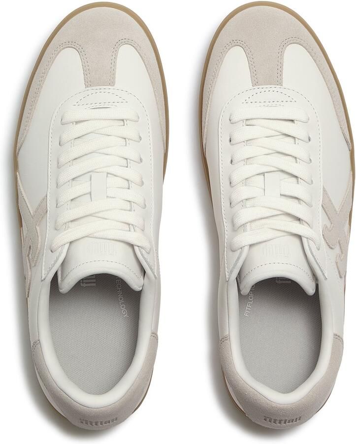 FitFlop The Dash Mens T-Toe Leather Suede Sneakers WIT - Foto 2