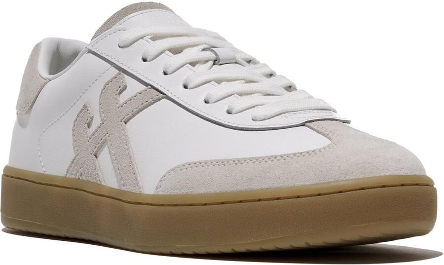 FitFlop The Dash T-Toe Leather Suede Sneakers WIT