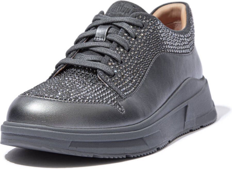 FitFlop ™ Freya Lace Up Low Top Sneaker Hotfix PU Pewter Grey