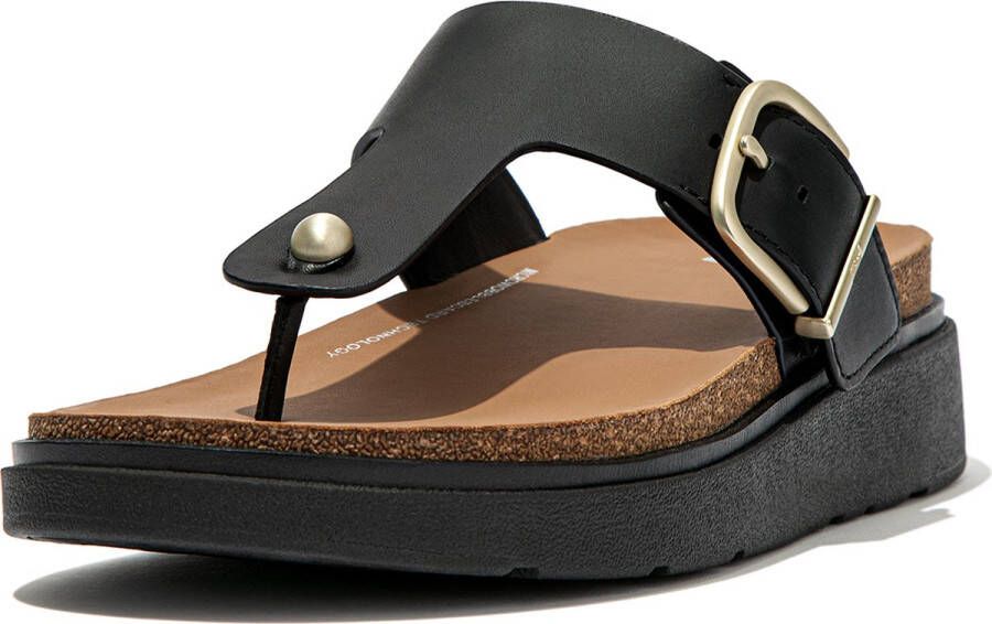 FitFlop Gen-FF Buckle Leather Toe-Post Sandals ZWART