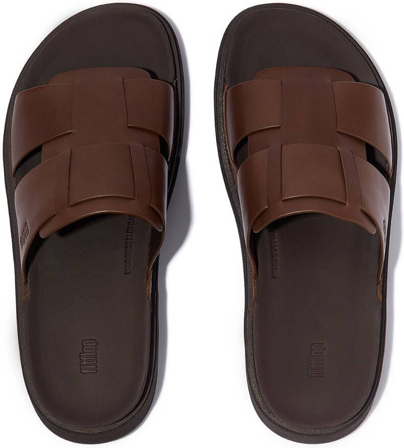 FitFlop Gen-FF Mens Leather Fishmerman Slides BRUIN