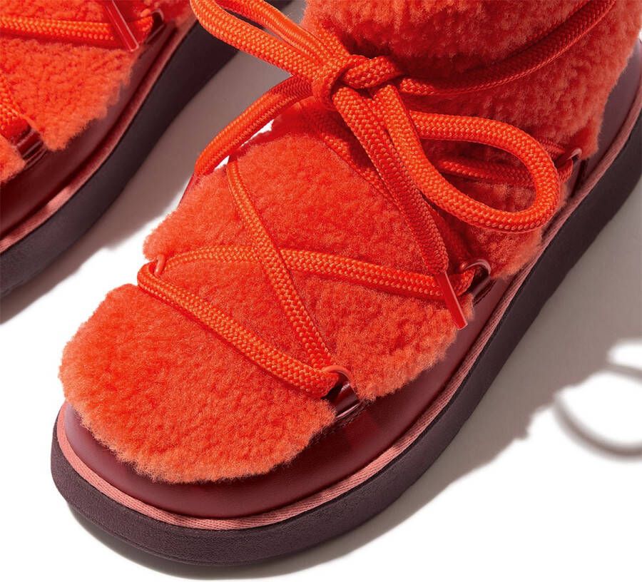FitFlop Gen-FF X Roksanda Curly-Shearling Lace Ankle Boots ROOD
