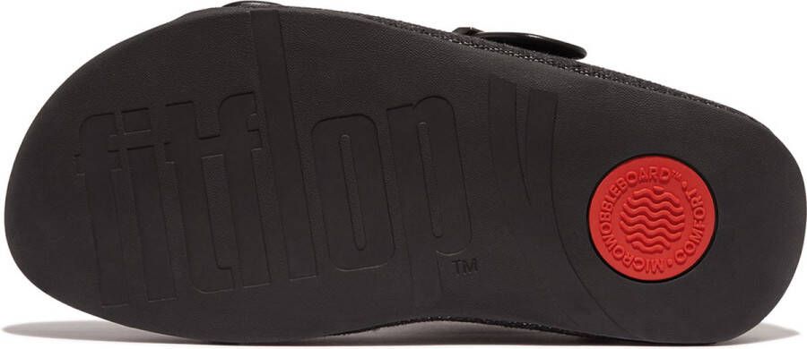 FitFlop Gogh Moc Mens Buckle Two-Tone Canvas Slides ZWART
