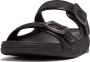 FitFlop Gogh Moc Mens Buckle Two-Tone Canvas Slides ZWART - Thumbnail 1